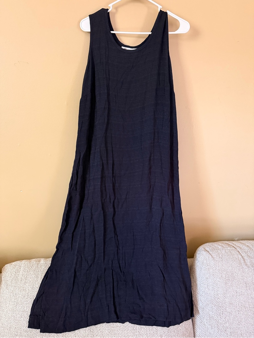 Allison-ché Made in USA Black Textured Maxi Dress 14W Sleeveless Plus Size